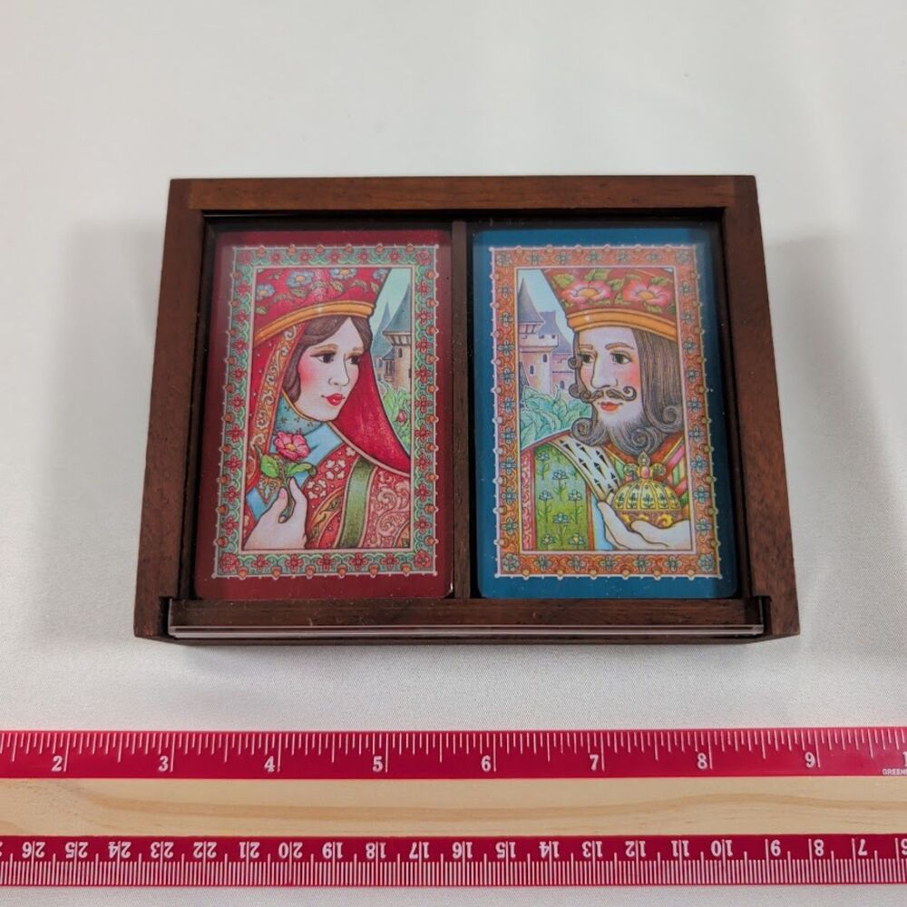 Hallmark Renaissance Fantasy Playing Cards 2 Sealed Decks Wood Case Vintage